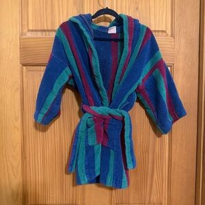 90s Kinder by Kaufman Color Block Stripe Hooded Terry Bathrobe 10